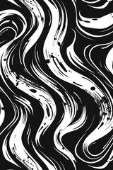 Fototapeta premium Abstract black and white swirling lines on canvas