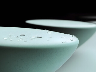 Drops of water on a green surface.