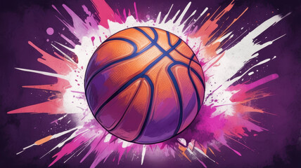 illustration of a purple and pink basketball