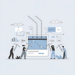 Obraz premium Creative digital data mining concept with vibrant modern interface elements