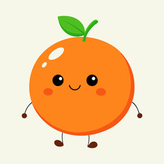 Orange fruit cute character vector illustration isolated on white background. stock illustration