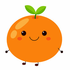 Orange fruit cute character vector illustration isolated on white background. stock illustration