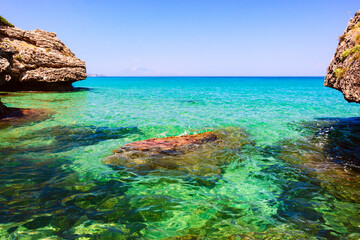 Beautiful sunny view of one of the Zakynthos beaches