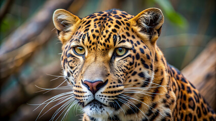 Obraz premium Close up photography of a brown and black leopard, leopard, close up, wildlife, animal, nature, pattern, fur, spots