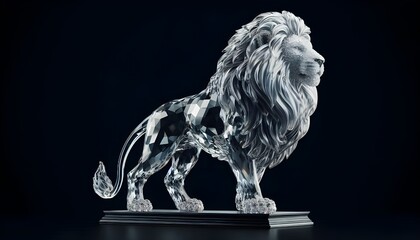 Crystal lion sculpture. generative AI