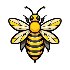  Cartoon Bee Vector Mascot with Yellow Stripes, Wings, and Big Eyes for Nature Illustrations