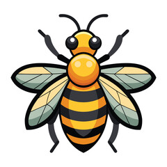  Cartoon Bee Vector Mascot with Yellow Stripes, Wings, and Big Eyes for Nature Illustrations