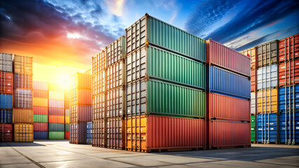 Fototapeta premium Logistics export import concept with cargo containers , transportation, shipment