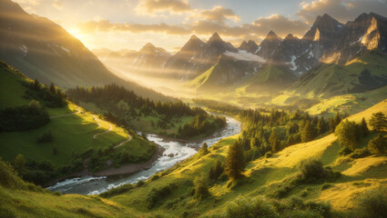 sunrise in the mountains