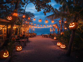 halloween pumpkins in the garden