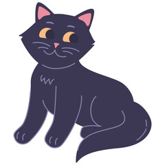 Funny halloween cat.Black cat for halloween.Black kitten.Animal cartoon characters.Vector illustration.