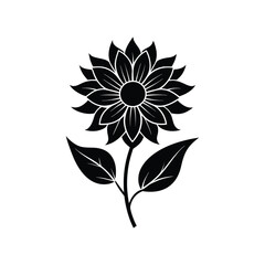 Beautiful flower black silhouette vector illustration