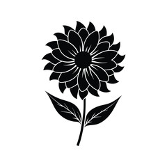 Beautiful flower black silhouette vector illustration