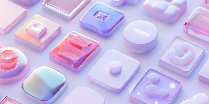 A collection of colorful, glossy app icons arranged in a grid pattern.