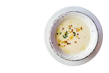 Avove view at baked celery soup
