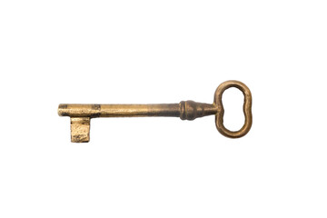 Retro bronze  door key isolated on transparent background