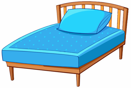 recommend clip art: Bed with blue pillow and sheet stock illustration