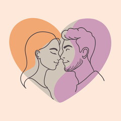 a black silhouette of a couple in a heart shape. The couple is facing each other and their faces are close together vector silhouette