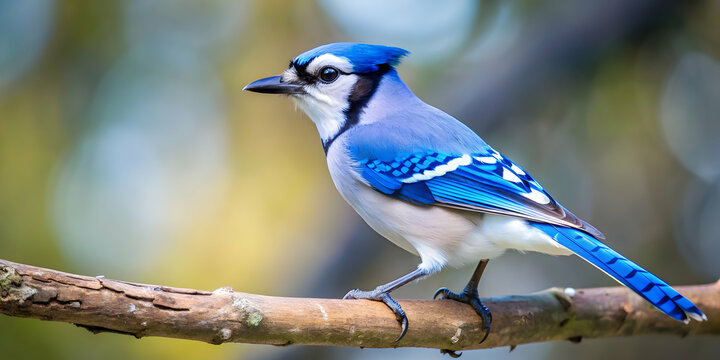 Blue jay perched on a tree branch, blue jay, bird, wildlife, nature, branch, feathers, perched, outdoors - Powered by Adobe