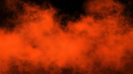 Spooky red and orange fog swirls creating a mysterious atmosphere against a dark black background, perfect for Halloween-themed designs and decorations, evoking feelings of fright and intrigue.