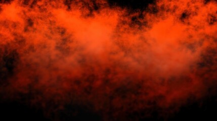 Spooky red and orange fog swirls creating a mysterious atmosphere against a dark black background, perfect for Halloween-themed designs and decorations, evoking feelings of fright and intrigue.