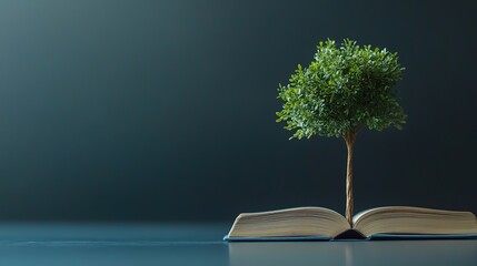 Book with Tree Symbolizing Knowledge and Growth