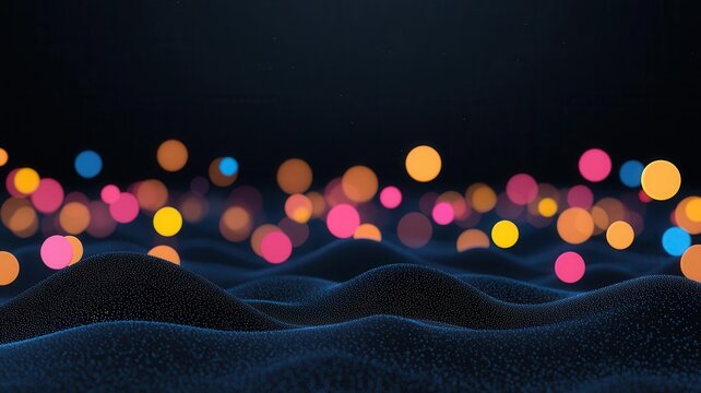 High contrast scatter plot with bright dots in neon colors, spread across a dark grid, showing clear patterns in the data
