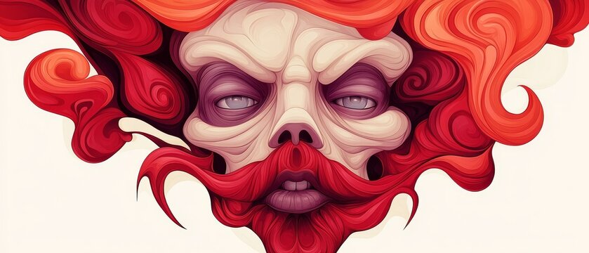 A man with a red beard and red wig, sporting a mustache - Powered by Adobe