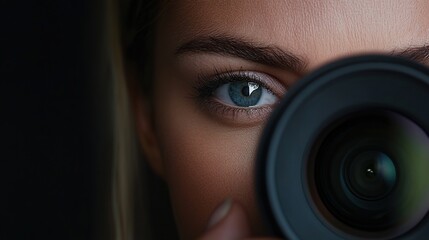Close-Up of Woman Capturing Photo with Camera Lens