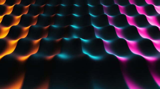 High contrast scatter plot with bright dots in neon colors, spread across a dark grid, showing clear patterns in the data