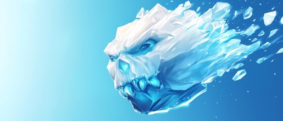 Fototapeta premium A tight shot of a face with ice crystals forming on it, and water droplets splattering against it