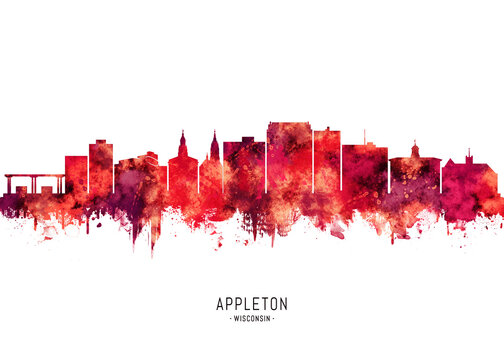 Appleton Wisconsin Skyline Red