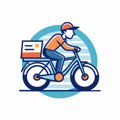 Fototapeta premium Express Delivery Service, Male Courier Delivering Fast Food Meal on Bicycle Cartoon Style Vector Illustration stock illustration