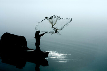 Fog scenery of Xiaodongjiang River in Chenzhou City, Hunan Province, China