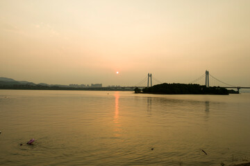 Fog scenery of Xiaodongjiang River in Chenzhou City, Hunan Province, China