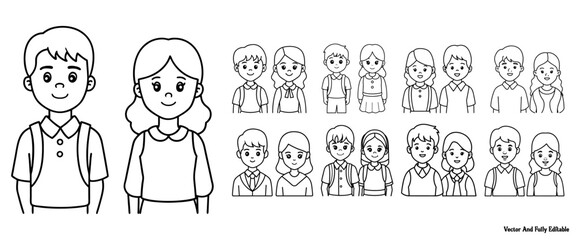 black and white minimal outline and silhouette vector character design