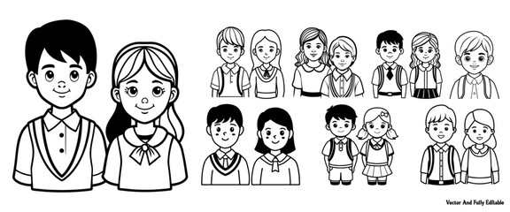 black and white minimal outline and silhouette vector character design