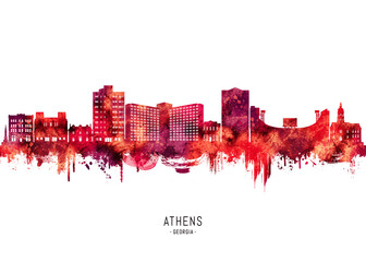 Athens Georgia Skyline Red