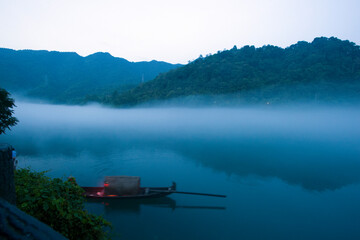 Fog scenery of Xiaodongjiang River in Chenzhou City, Hunan Province, China