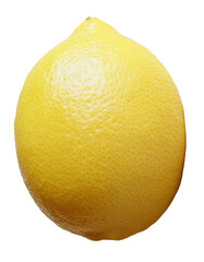 Whole lemon with transparent background, vivid yellow colour, smooth surface, and shape.