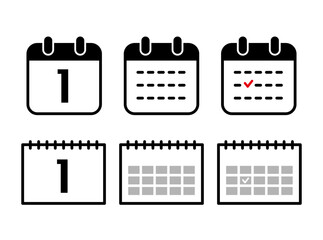 シンプルなカレンダーイラスト6点セット