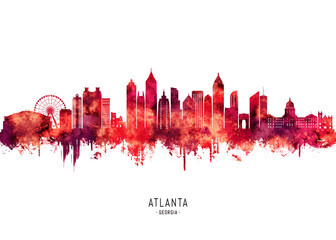 Atlanta Georgia Skyline Red