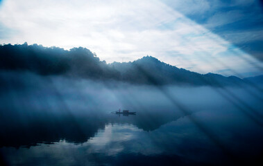 Fog scenery of Xiaodongjiang River in Chenzhou City, Hunan Province, China