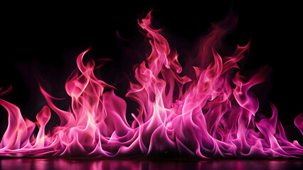 Beautiful fire pink flames on a black background , flames, fire, pink, beautiful, vibrant, colorful, dynamic, blazing, fiery