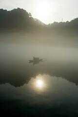 Fog scenery of Xiaodongjiang River in Chenzhou City, Hunan Province, China