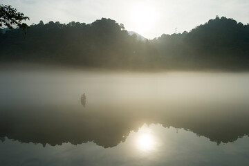 Fog scenery of Xiaodongjiang River in Chenzhou City, Hunan Province, China