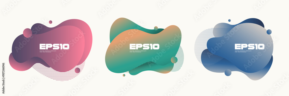 Poster bubble shapes with gradient color. modern badges set. abstract shapes composition. eps10 vector.