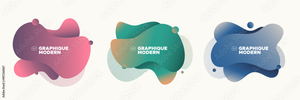 Poster bubble shapes with gradient color. modern badges set. abstract shapes composition. eps10 vector.