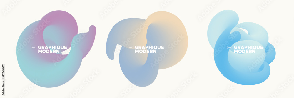 Poster fluid shapes with gradient color. modern badges set.