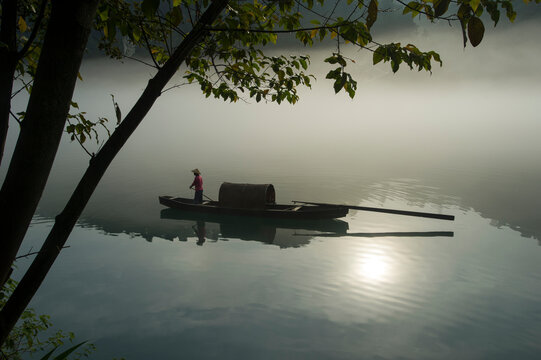 Fog scenery of Xiaodongjiang River in Chenzhou City, Hunan Province, China